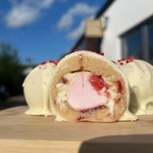 Raspberry & White Chocolate Snowball